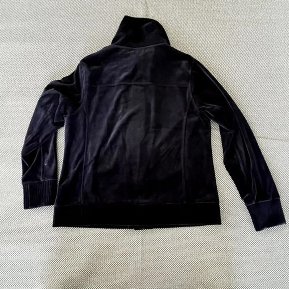 Dressbarn Womens Velour  Short Coat Jacket Size L Navy Blue Button Up Pockets - Picture 5 of 8